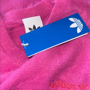 NWT adidas Fluffy Knitted Vest Fuzzy Soft Pink Red Small Semi Lucid Fuchsia thumbnail 13