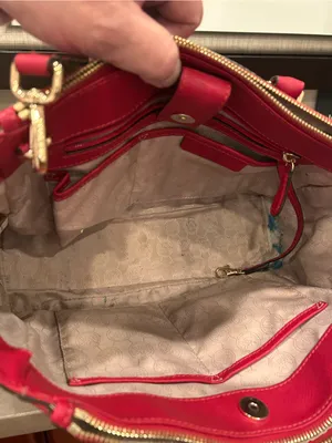 Michael Michael Kors Red and Black Two-Tone Saffiano Satchel with Gold Hardware thumbnail 8