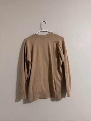 Zara Camel V-Neck Button Cardigan thumbnail 3