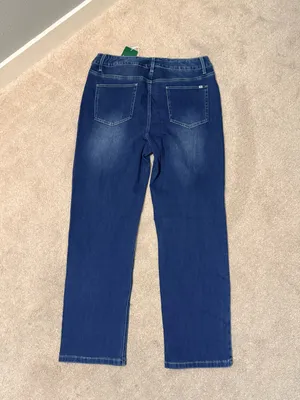 Halara Dark Medium Wash Straight Leg Pull On Elastic Waist Jeans Size XL thumbnail 3