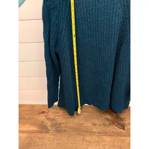 American‎ Eagle Teal Blue Open Front Knit Cardigan Sweater Pockets - Medium thumbnail 4