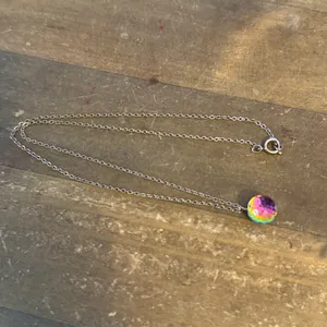 Vintage rainbow prism crystal pendant necklace thumbnail 3