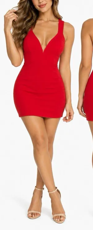 Windsor Red Mini Dress Size S Strappy Open Back Zip Bodycon Party Dress thumbnail 1