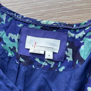 Anthropologie Long- Sleeve Somerset Mini Dress Blue floral navy thumbnail 5