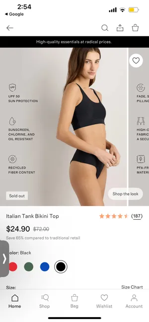 New Quince Italian Tank Bikini Top in Black Size Small thumbnail 6