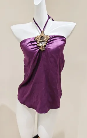 Others Follow Purple Satin Halter Neck Tube Top thumbnail 1