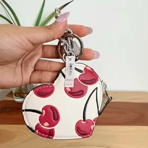 NWT Coach Heart Coin Pouch Bag Charm With‎ Cherry Print thumbnail 3
