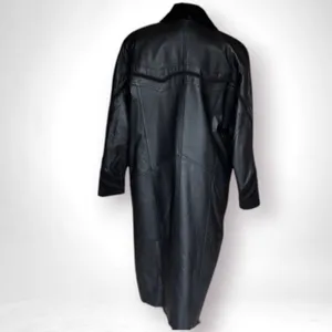 Vintage Worthington Black Leather Long Coat Petite Large thumbnail 5