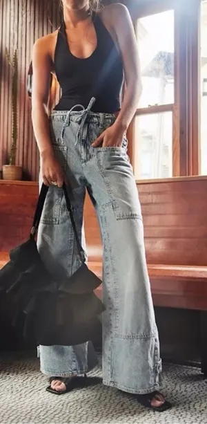 Free People CRVY Outlaw Wide Leg Jeans thumbnail 1
