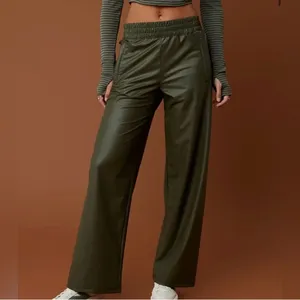 NWT OFFLINE By Aerie Real Luxe Faux Leather Wide Leg Pant in Green Size L thumbnail 7