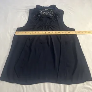 Maeve Sz 6 Navy Blue Laser Cut Tank Top Blouse Anthropologie thumbnail 6
