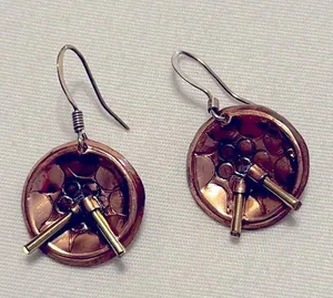 Unique Copper earrings that look like Drums thumbnail 1