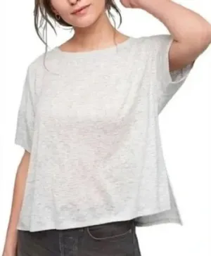 Anthropologie Akemi + Kin Grey White Striped Boxy Short Sleeve Top‎ thumbnail 1