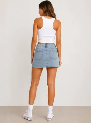 Denim Mini Skirt Blue Size M thumbnail 2