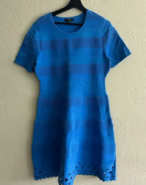 Saks 5th Avenue Bright Blue Short Sleeve Knit Mini Dress thumbnail 1
