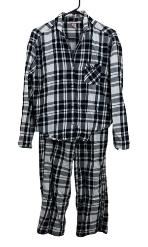 Victoria's Secret Pajamas Womens XS Black White Plaid Flannel Sleepwear Set thumbnail 1