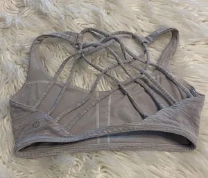 Lululemon size 6 Women's Strappy Gray Sports Bra excellent condition thumbnail 1