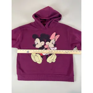 Disney Mickey & Minnie Hoodie Size M Burgundy Graphic Long Sleeve Sweatshirt thumbnail 6