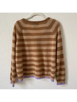 Jumper 1234 100% Cashmere Striped Sweater Brown Size 1 US Small Luxury Colorful thumbnail 2