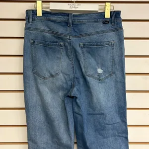 Risen Jeans High Rise Button Fly Distressed Frayed Raw Hem Stretchy‎ Size 13/31 thumbnail 5