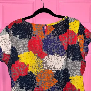 Boden Womens Multi Color Floral Cotton Shift‎ Dress US 14L Smocked Dobby thumbnail 4