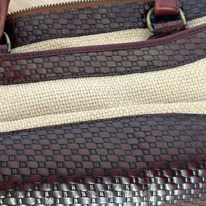 Brahmin vintage rare wicker and brown leather shoulder purse bag thumbnail 7
