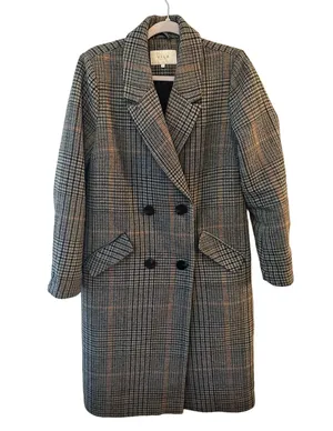 VILA “Vilikely” Long Wool Jacket Women’s Medium Herringbone Double Breasted thumbnail 1