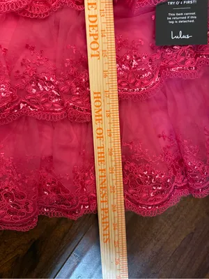 NWT Lulus Exquisite Drama Hot Pink Embroidered Sequin Tiered Mini Dress Size Med thumbnail 10