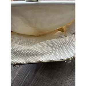 60s Beaded White Handbag Handle Evening Bag Purse USA Two Sided thumbnail 13