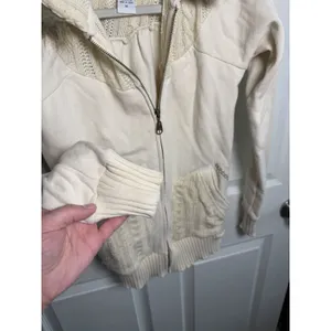 VTG Billabong Women's Y2K Zip Up Hoodie Faux Fur Lined Hood Cable Knit Medium thumbnail 4