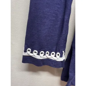 Lilly Pulitzer Thea Tunic Top Sz S Blue White Embroidered Long Sleeve Resort thumbnail 3