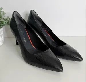 Rockport Total Motion Pointy‎ Toe Leather Croc Heels 9.5 Workwear Office thumbnail 1