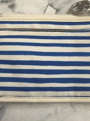 Coach POPPY RARE Blue & White Striped Card Holder WITH SEQUINS thumbnail 6