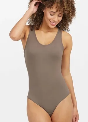 Spanx Pebble Grey Suit Yourself Scoop Neck Tank Bodysuit thumbnail 1