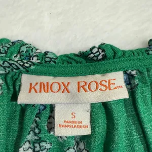 Knox Rose‎ S Green Paisley Peasant Top Boho Floral Puff Sleeve Cottagecore thumbnail 4