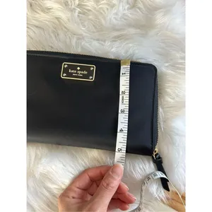 Kate Spade New York Black Gold Zip-Around & Logo Plate Kaden Wallet thumbnail 8