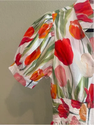 Women's Entro Tulip Floral Print Midi Dress Size S thumbnail 3