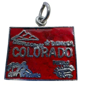Vintage Sterling Silver Colorado Red Enamel Souvenir Travel Charm Pendant 2.21g thumbnail 1