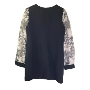 New SECRETLABEL, WHITE-FOX Large Black and White Floral Shift Sheer Sleeve Dress thumbnail 2