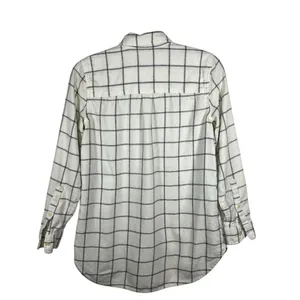 Madewell Button‎ Up Collared Checkered Top Women’s Size Medium White Cotton Wool thumbnail 2