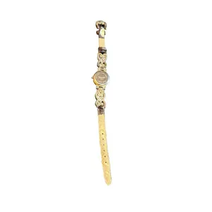 Vintage Geneva Women's Gold Watch With Intricate Band - Stainless Steel Back Lea thumbnail 3
