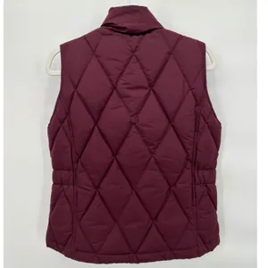 Eddie Bauer Womens Goose Down Puffer Vest Maroon‎ Burgundy Diamond Quilted Small thumbnail 2