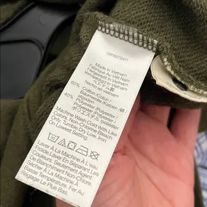 Madewell Pleat Sleeve Shrunken Hoodie Sweatshirt‎ Olive Green Heathered XXS thumbnail 4