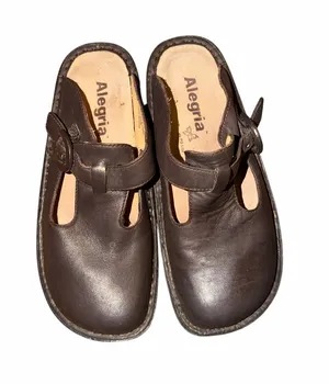 Alegria Brown Leather Mary Jane Mules Shoes Size 37 thumbnail 1