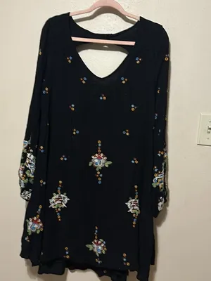 Free People Oxford Embroidered Mini Dress Large Black thumbnail 11