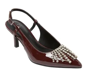 NWT A New Day Serafina Rhinestone Strap Heels 94661786 Burgundy Red 9M thumbnail 1