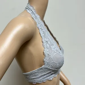 Free People Lace Halter Bralette in gray size XS thumbnail 3