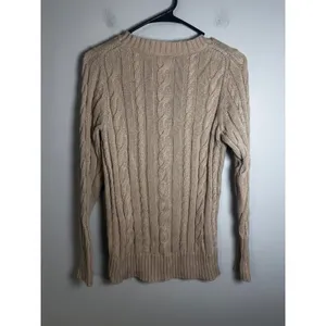 J.Crew Womens Tan Cable Knit 100% Cotton Scoop Neck Sweater‎ 65042 SP12 thumbnail 4