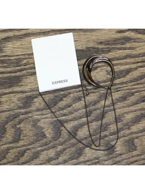 NWT Express Sculpted Teardrop Pendant on Dainty Chain Necklace Black 16'' + 3'' thumbnail 3