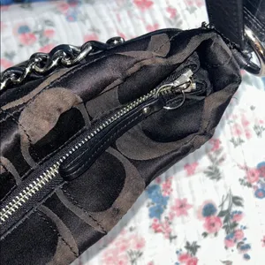 Vintage Coach Sateen Monogram and Leather/Silver Chain Shoulder/Crossbody Bag thumbnail 6